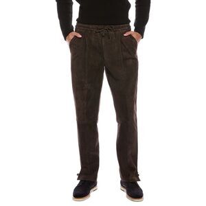 Isaia Mens  Suede Drawstring Pant, Brown
